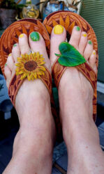 Damen Flip Flops mit Sonnenblumen
